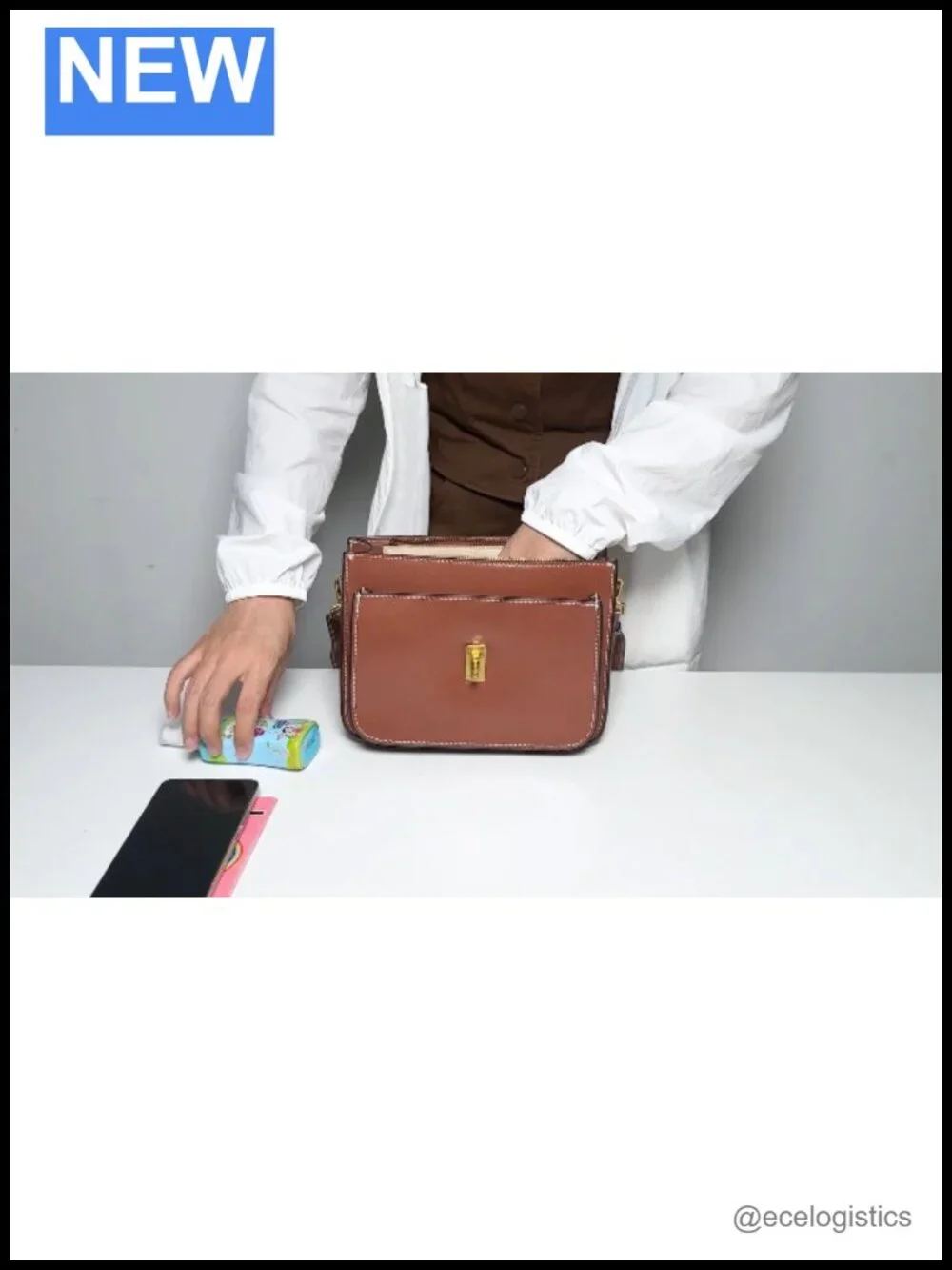 Genuine Leather Crossbody Bag for Women, Adjustable Straps, Microfiber Interior
